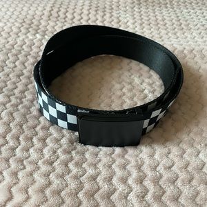 Black and white checkered seat belt style belt